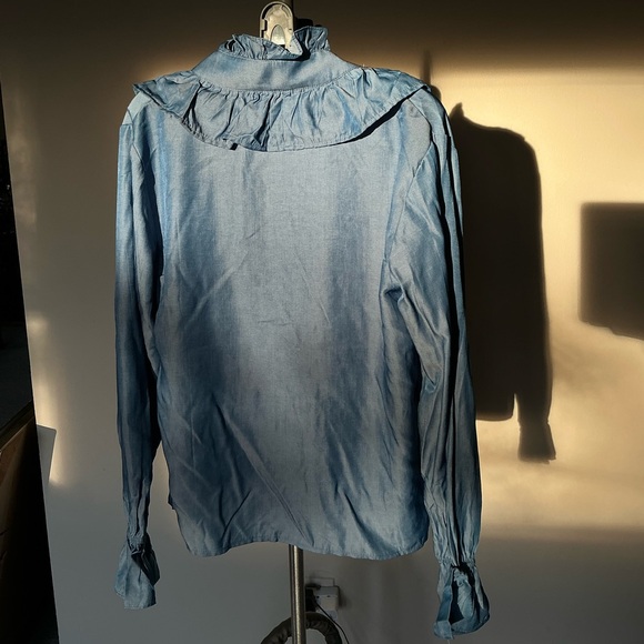 Blue Ruffled Women's Top - Picture 4 of 4